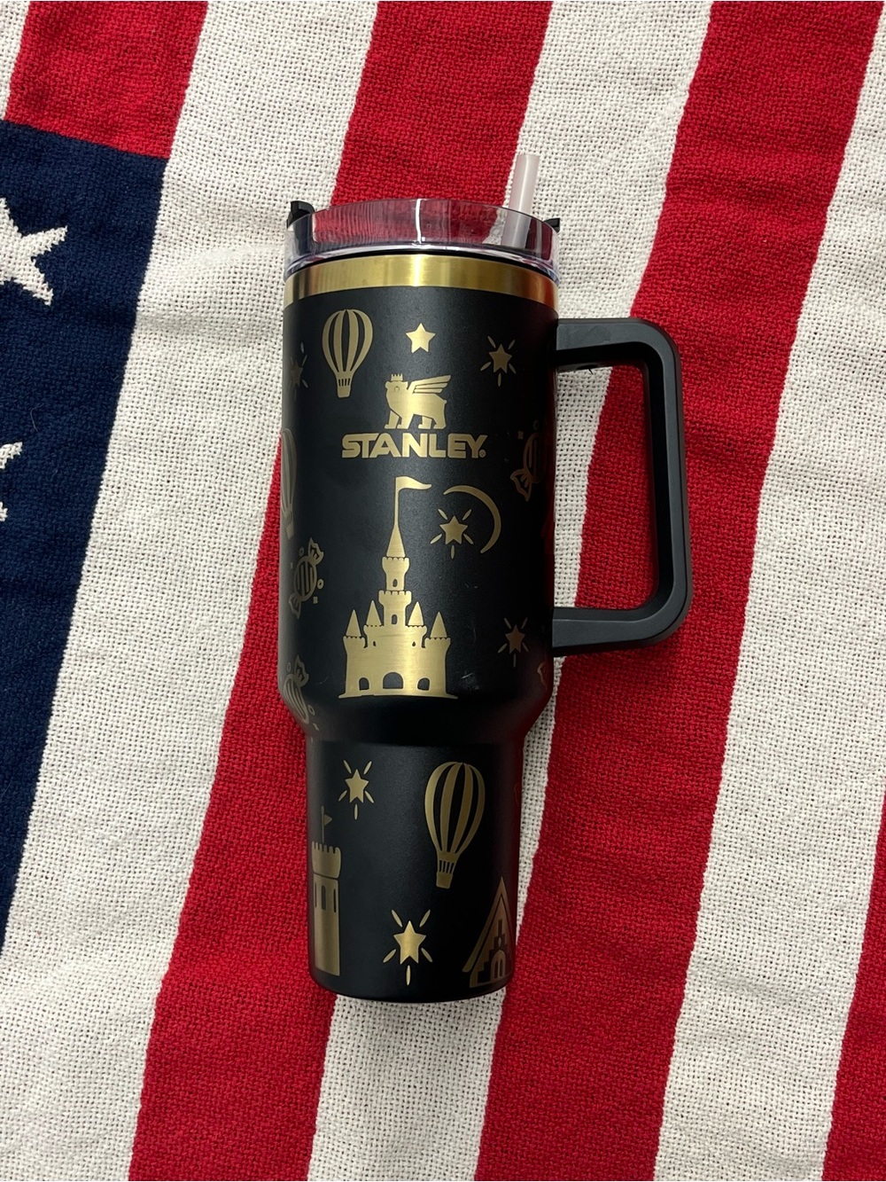 Stanley Black and Gold Castle Insulated Travel Mug with Handle